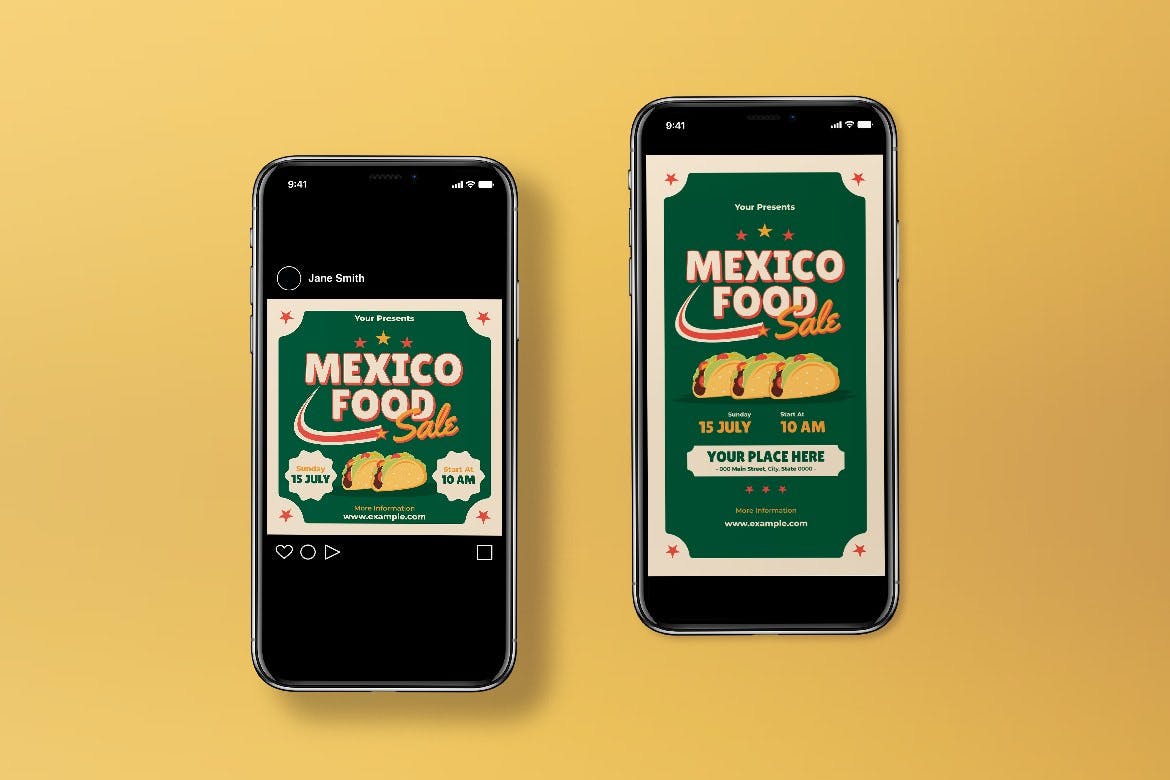 墨西哥饼食品销售宣传单设计 Mexico Food Sale Flyer Set 设计素材 sucaiwan.com