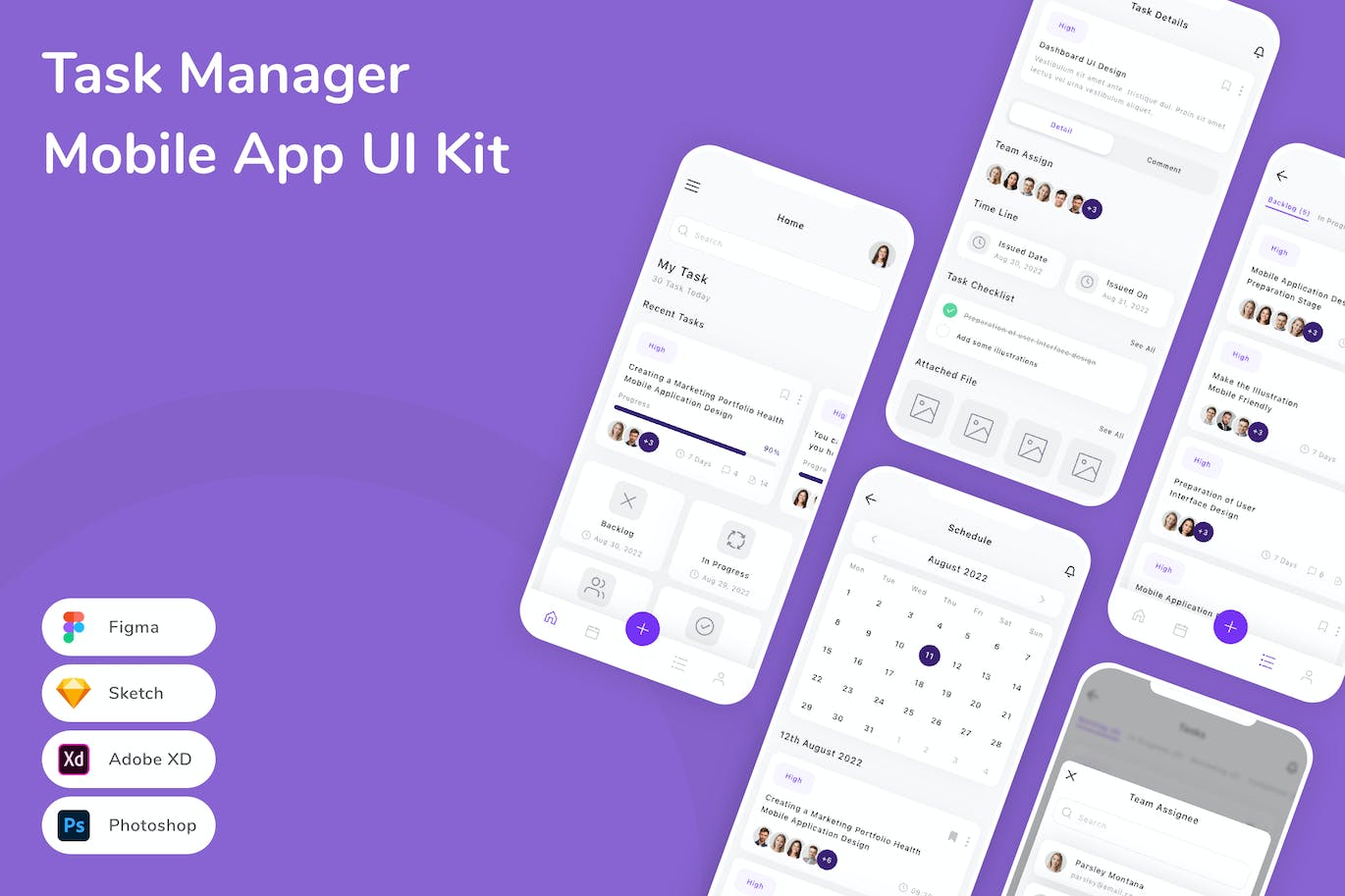 任务管理应用程序App界面设计UI套件 Task Manager Mobile App UI Kit APP UI sucaiwan.com