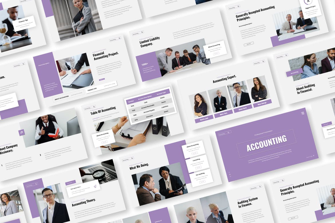 会计业务PPT设计模板 Accounting Powerpoint Presentation Template 幻灯图表 sucaiwan.com