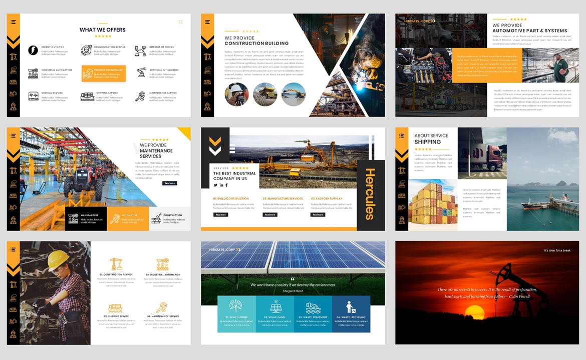 工业工厂Powerpoint模板下载 Industrial – Factory PowerPoint Template 幻灯图表 sucaiwan.com