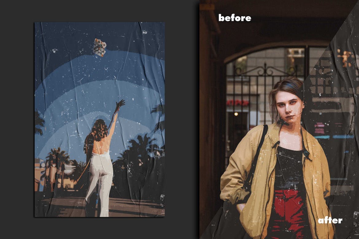 波普艺术胶纸照片特效PS图层样式 Pop Art Glued Paper Photo Effect 插件预设 sucaiwan.com