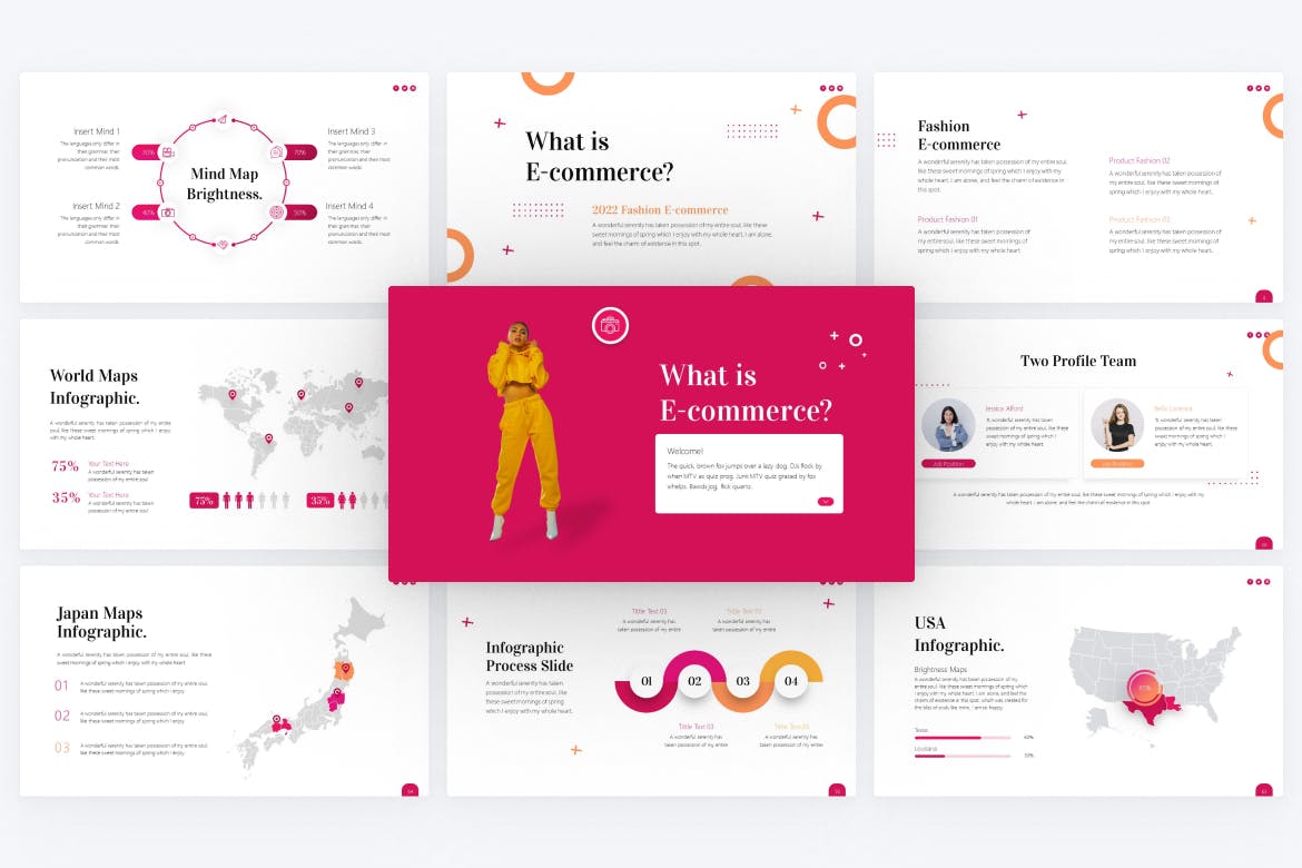 电子商务创意PPT模板下载 E-Commerce Creative PowerPoint Template 幻灯图表 sucaiwan.com