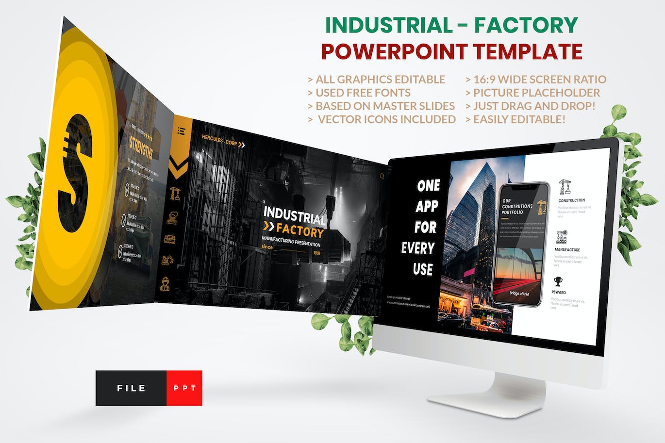 工业工厂Powerpoint模板下载 Industrial – Factory PowerPoint Template 幻灯图表 sucaiwan.com