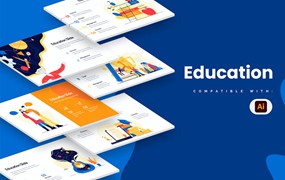 现代教育幻灯片信息图表设计AI矢量模板 Education Slides Illustrator Infographics