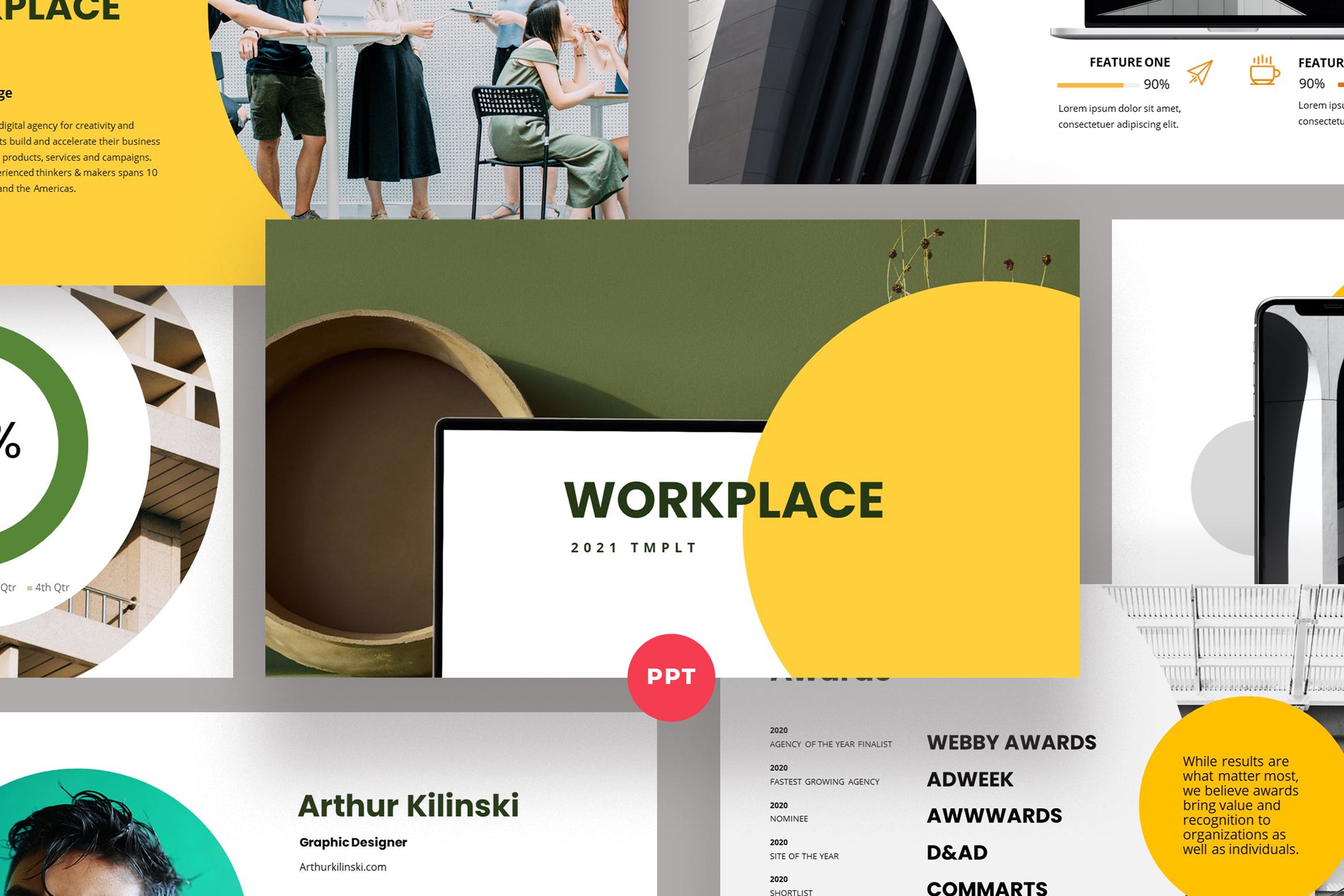 工作场所业务PPT演示幻灯片模板 WorkPlace Business PowerPoint Template 幻灯图表 sucaiwan.com