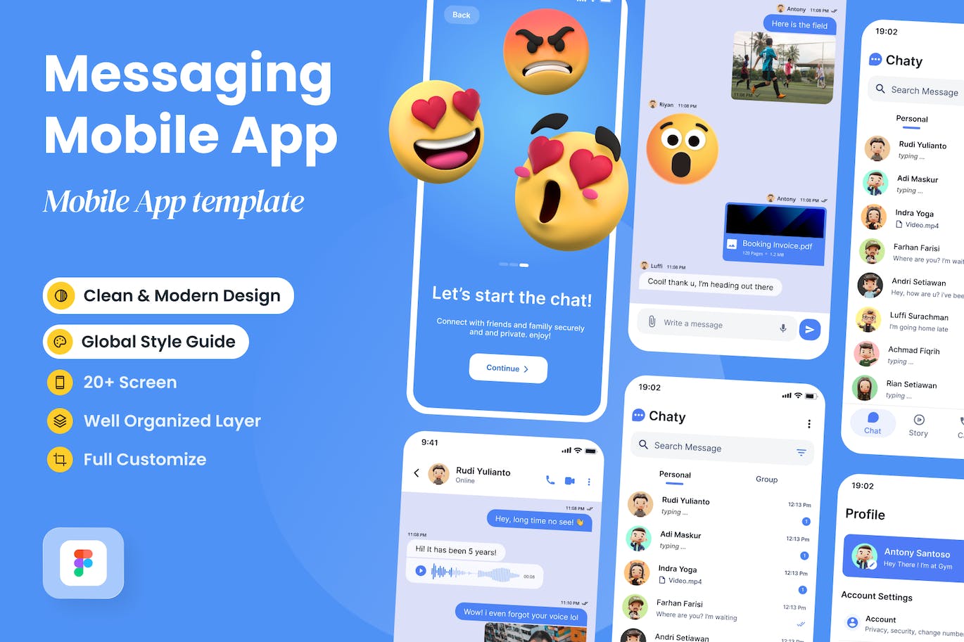 聊天和消息App应用程序UI套件 Chaty – Chatting and Messaging App UI Kit APP UI sucaiwan.com