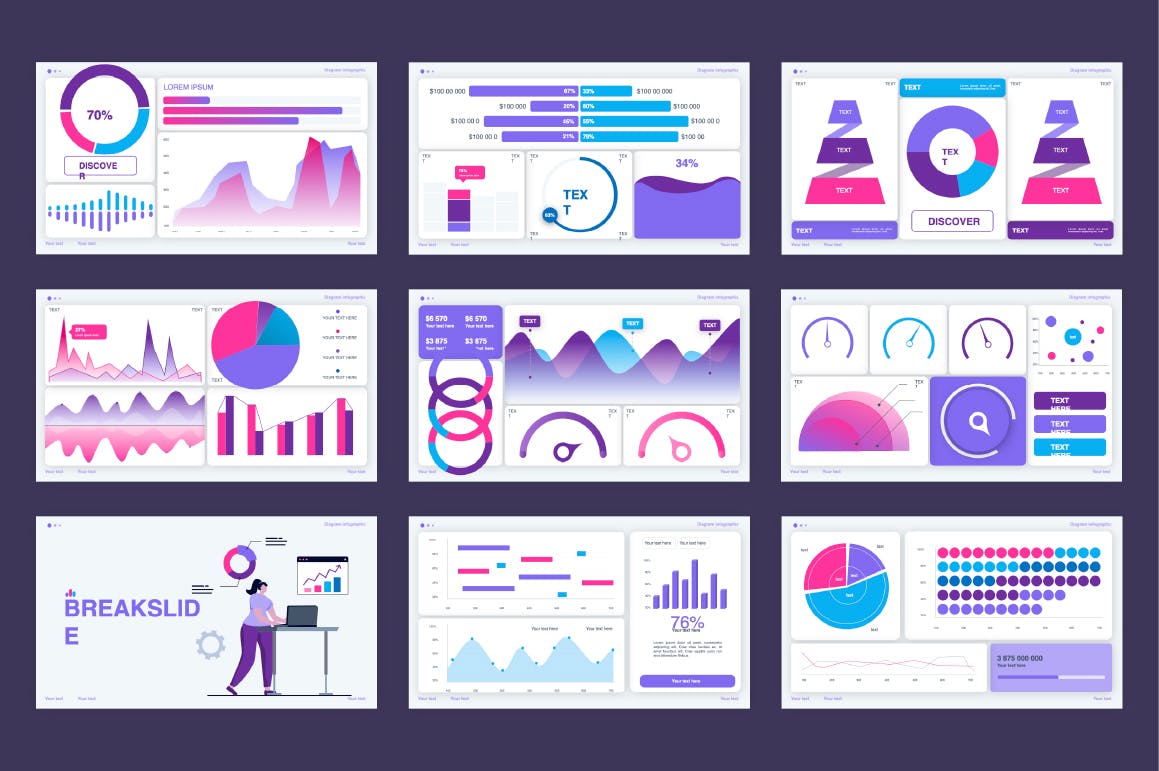 KPI数据仪表盘演示文稿PPT模板 KPI Dashboard PowerPoint Template 幻灯图表 sucaiwan.com