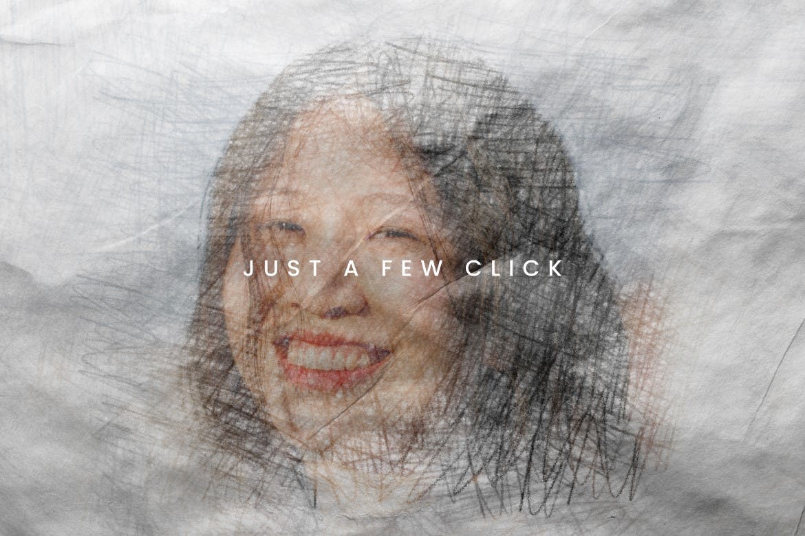 铅笔涂鸦照片特效PS图层样式 Pencil Scribble Photo Effect 插件预设 sucaiwan.com