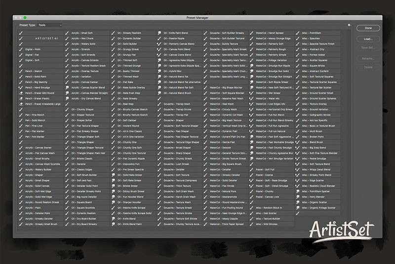 200+自然丙烯油画效果PS笔刷工具，tpl格式 笔刷资源 sucaiwan.com