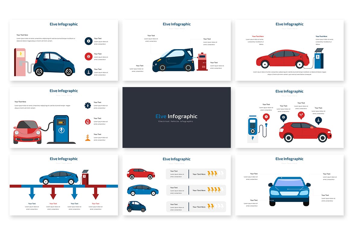汽车充电信息图表PPT幻灯片模板素材 Elve Infographic – Powerpoint Template 幻灯图表 sucaiwan.com
