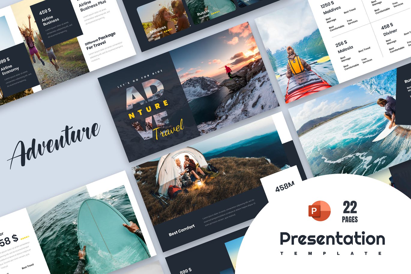 冒险旅行PowerPoint演示模板 Adventure PowerPoint Presentation Template 幻灯图表 sucaiwan.com