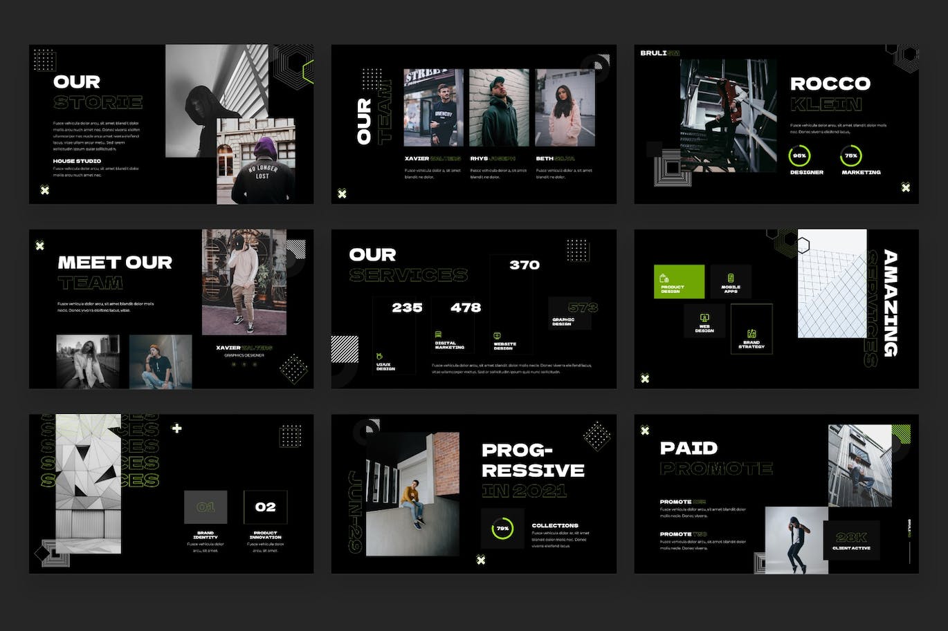 抽象充满活力的PPT模板 BRULISM – Abstract Vibrant Powerpoint Template 幻灯图表 sucaiwan.com