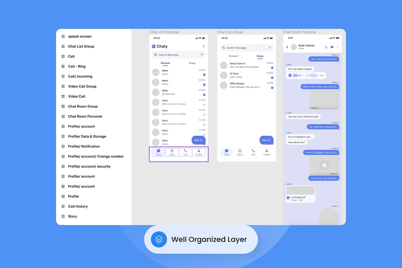 聊天和消息App应用程序UI套件 Chaty – Chatting and Messaging App UI Kit APP UI sucaiwan.com