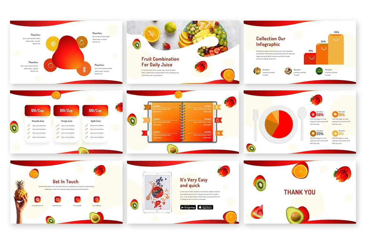 水果食品展示PPT创意模板 Fruitable – Creative Powerpoint Template 幻灯图表 sucaiwan.com