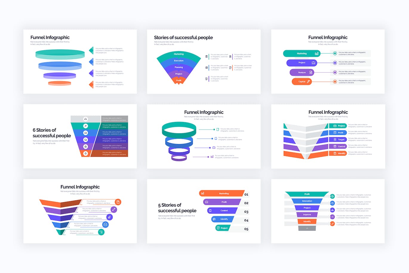 分层漏斗信息图表设计AI矢量模板 Business Funnel Illustrator Infographics 幻灯图表 sucaiwan.com