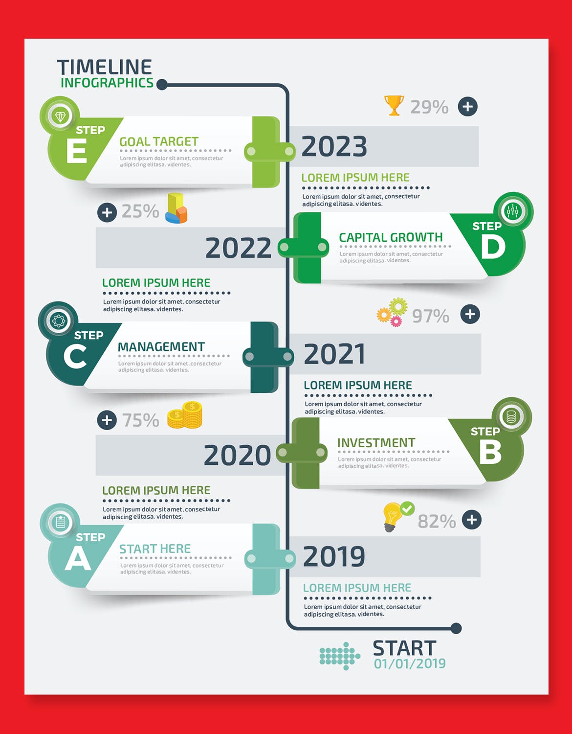 时间线数据图表元素设计素材 Timeline Infographics Design 幻灯图表 sucaiwan.com