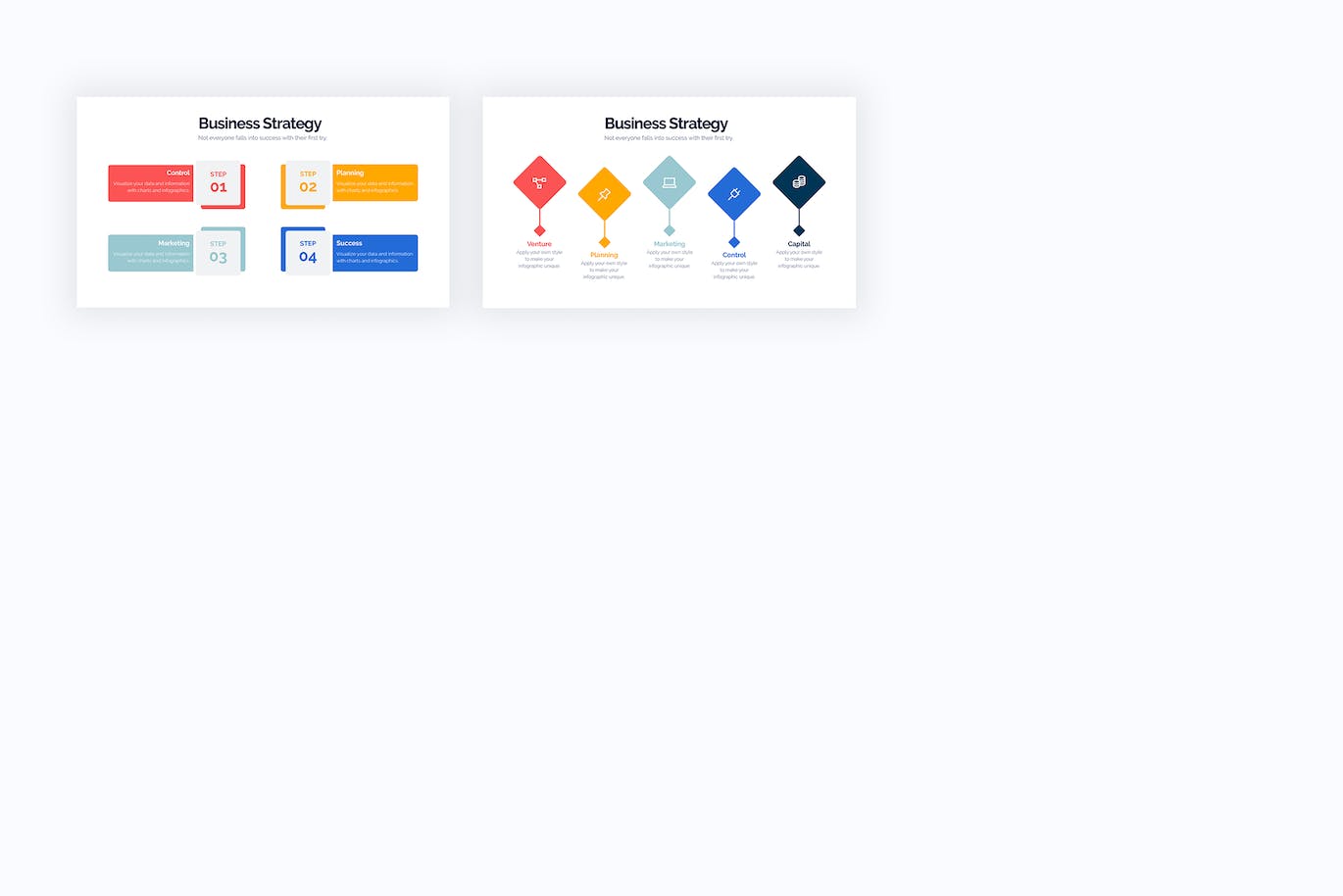 业务战略信息图表设计AI矢量模板 Business Strategy Illustrator Infographics 幻灯图表 sucaiwan.com