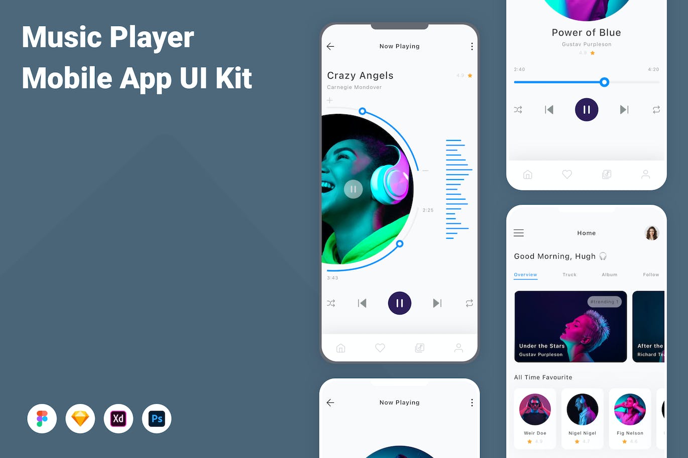 音乐播放器移动应用程序App设计UI模板 Music Player Mobile App UI Kit APP UI sucaiwan.com