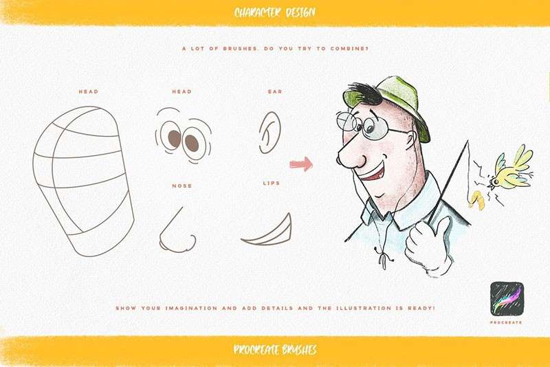 200+卡通人物面部表情Procreate笔刷 笔刷资源 sucaiwan.com