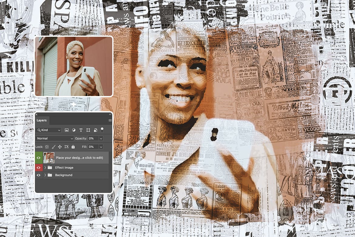 旧报纸照片效果ps图层样式 Old Newspaper Photo Effect 插件预设 sucaiwan.com