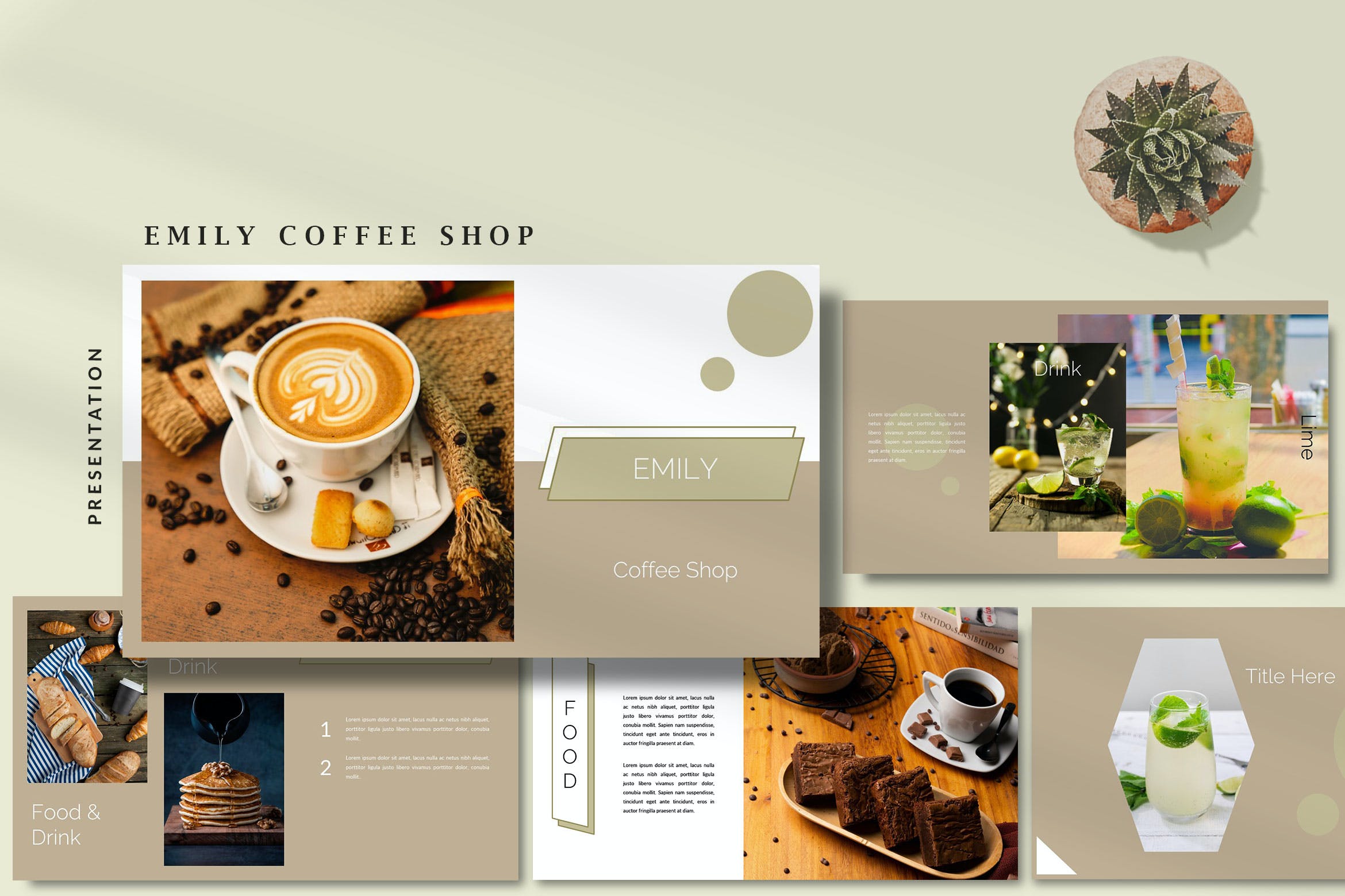 咖啡店创意演示PPT模板 Emily Coffee Shop – Creative Powerpoint Template 幻灯图表 第1张-素材湾丨精选海外优质设计素材资源 咖啡店创意演示PPT模板 Emily Coffee Shop – Creative Powerpoint Template 幻灯图表 sucaiwan.com
