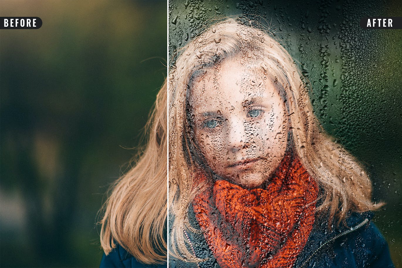 雨滴玻璃照片特效PS图层样式 Wet Glass Photo Effect 插件预设 sucaiwan.com