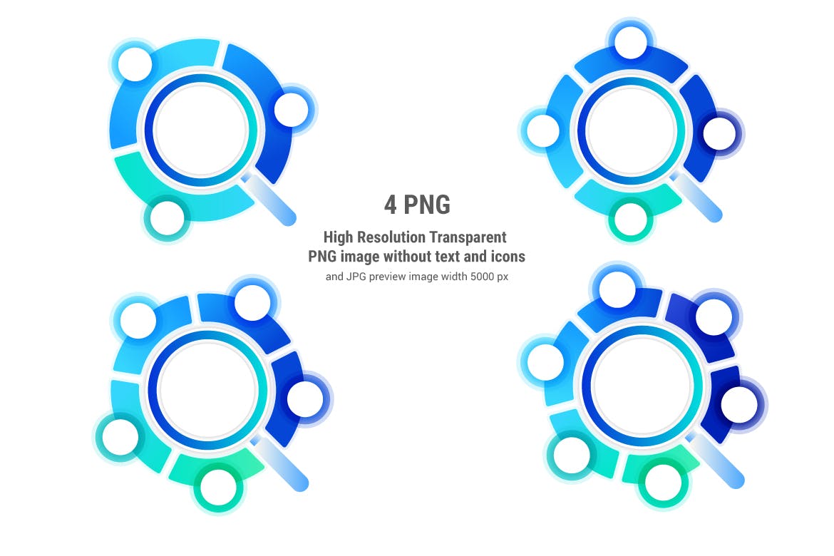 放大镜图形信息图表矢量模板 Magnifier Research Process Infographic 幻灯图表 sucaiwan.com