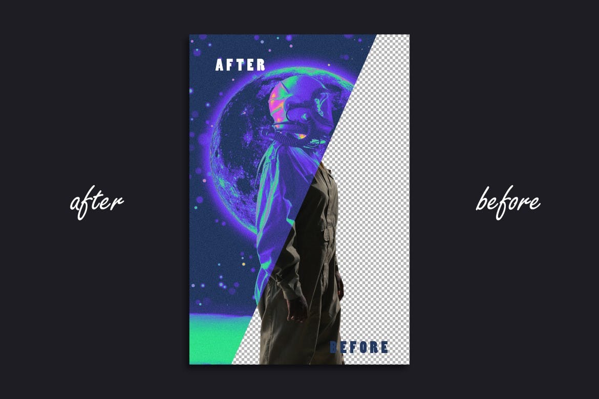 太空酸性照片效果PS图层样式 Space Acid Photo Effect 插件预设 sucaiwan.com