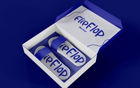 鞋盒人字拖拖鞋设计样机 Flip Flops Mockup