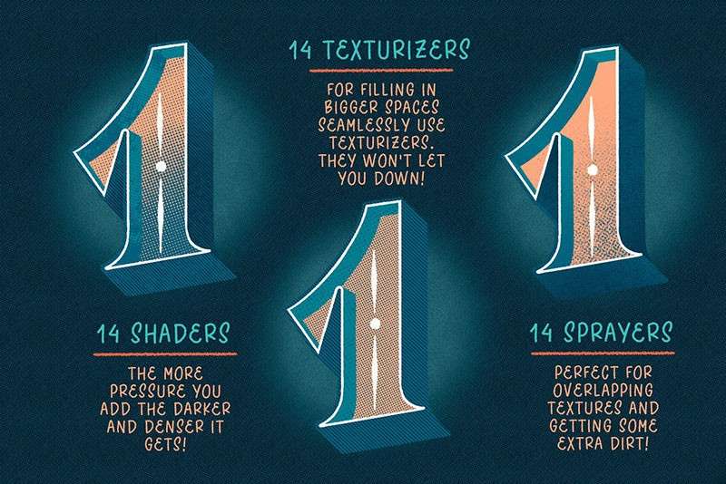 42个半色调纹理Procreate笔刷 笔刷资源 sucaiwan.com