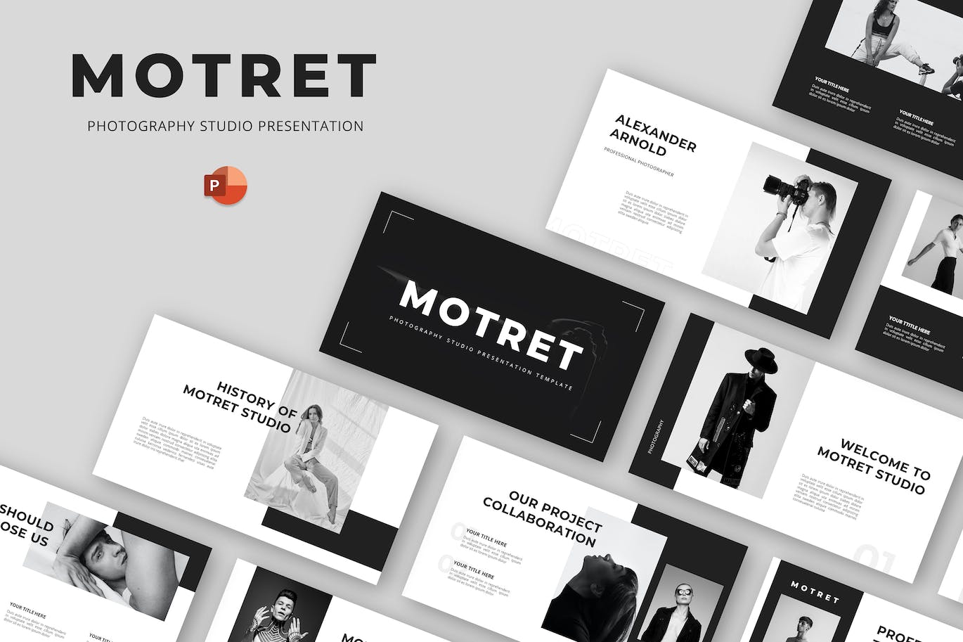 摄影工作室PPT演示文稿 Motret – Photography Studio Powerpoint Template 幻灯图表 sucaiwan.com