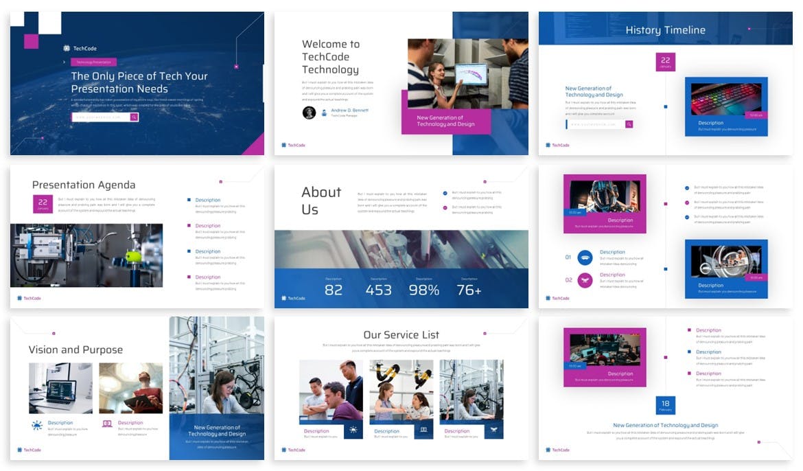 网络科技演示PPT模板 Techcode – Technology Powerpoint Template 幻灯图表 sucaiwan.com