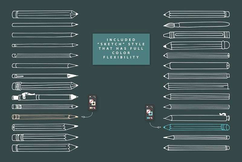 有趣的Illustrator铅笔头笔刷 笔刷资源 sucaiwan.com