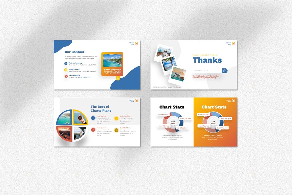 度假假期PPT幻灯片模板素材 Vatatie – Vacation Powerpoint Template 幻灯图表 sucaiwan.com