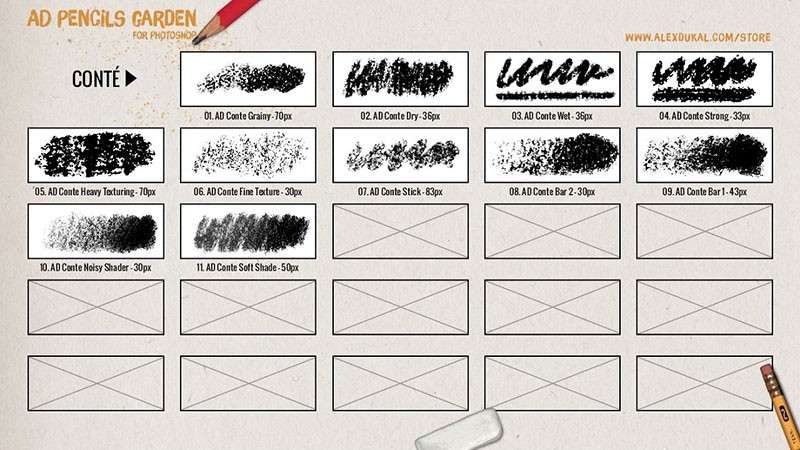 100+铅笔速写PS笔刷工具，TPL格式 笔刷资源 sucaiwan.com