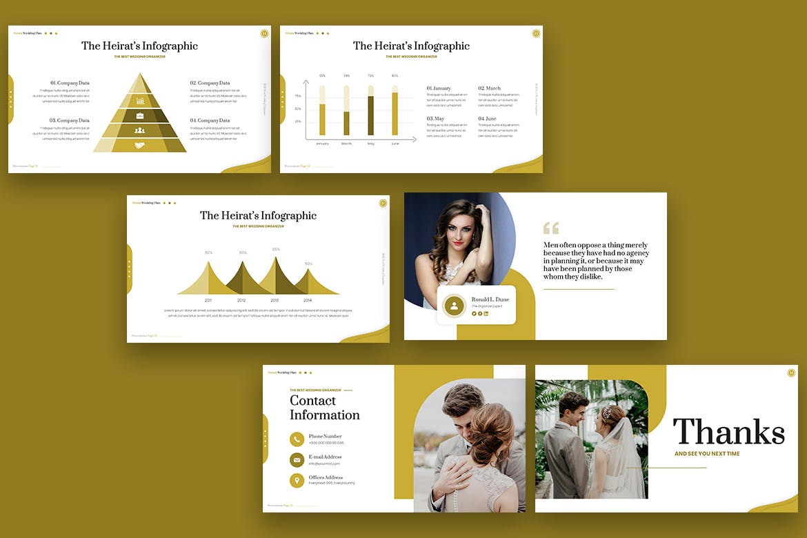 婚礼计划方案PPT幻灯片模板素材 Heirat – Wedding Plan Powerpoint 幻灯图表 sucaiwan.com