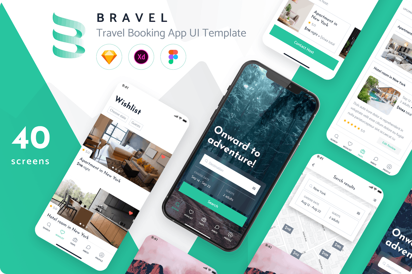 酒店公寓旅游预订应用程序UI套件 Travel Booking App UI Template APP UI sucaiwan.com