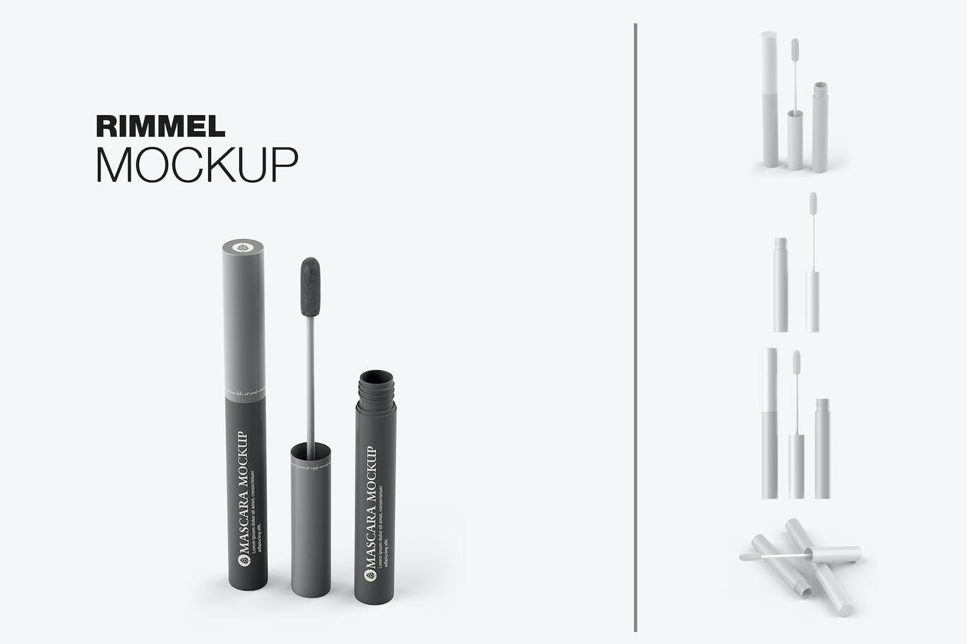 美妆化妆品唇釉唇彩品牌包装设计样机 Set of cosmetic Tubes Mockup 样机素材 sucaiwan.com