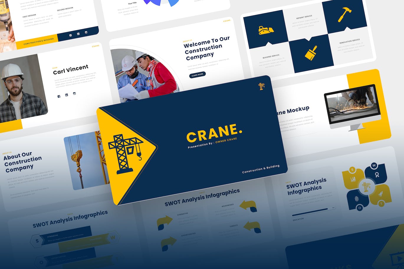建筑项目方案PPT模板 Crane – Construction PowerPoint Template 幻灯图表 第1张-素材湾丨精选海外优质设计素材资源 建筑项目方案PPT模板 Crane – Construction PowerPoint Template 幻灯图表 sucaiwan.com