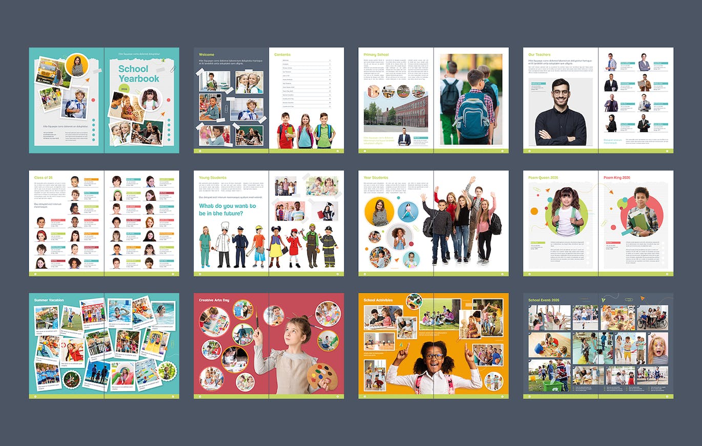 多彩创意的学校年鉴相册杂志模板 School Yearbook 设计素材 第16张-素材湾丨精选海外优质设计素材资源 多彩创意的学校年鉴相册杂志模板 School Yearbook 设计素材 sucaiwan.com