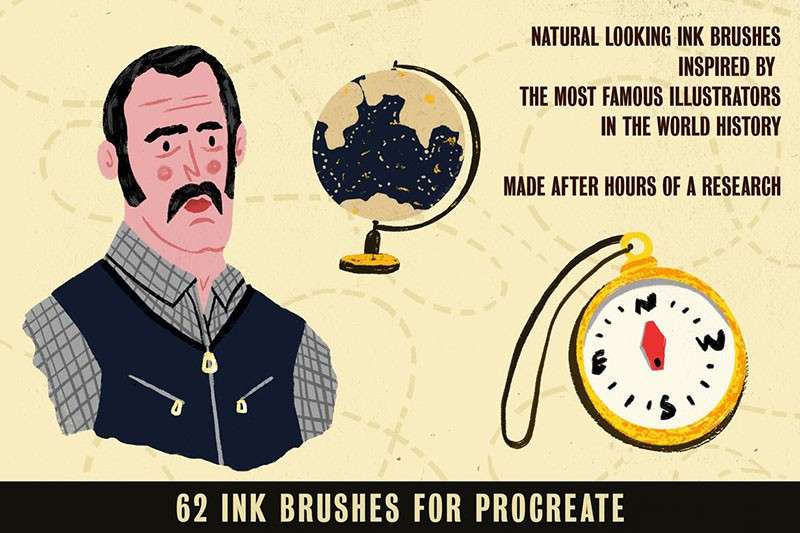 62个油墨效果Procreate画笔 笔刷资源 sucaiwan.com