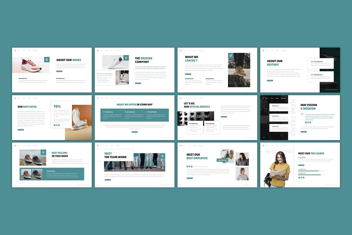 鞋店创意PowerPoint演示模板 Last Of Shoes – Creative Powerpoint Template 幻灯图表 sucaiwan.com