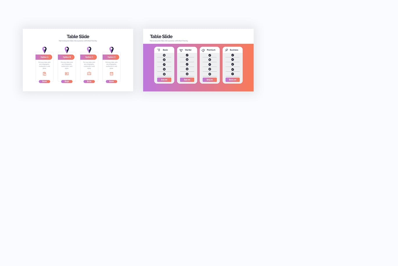 套餐表单幻灯片信息图表设计AI矢量模板 Business Table Slides Illustrator Infographics 幻灯图表 sucaiwan.com