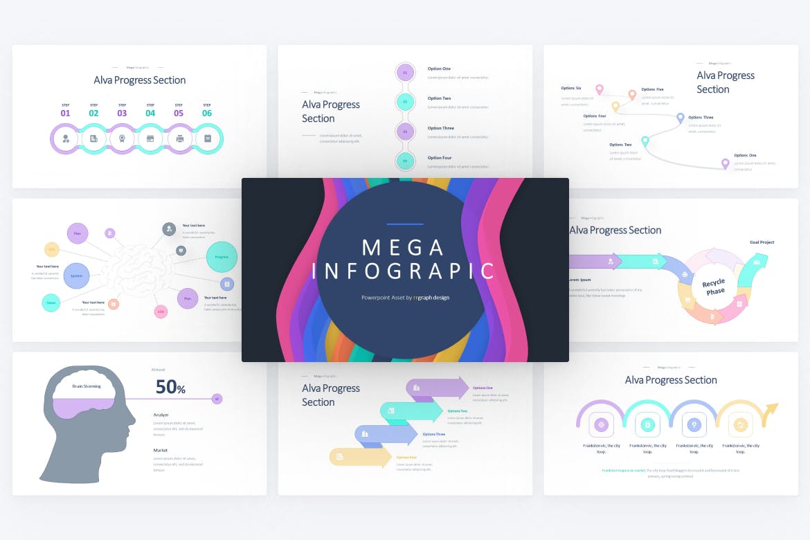 进度&思维导图演示文稿PPT模板 Alva Progress & Mind Maps PowerPoint Template 幻灯图表 第2张-素材湾丨精选海外优质设计素材资源 进度&思维导图演示文稿PPT模板 Alva Progress & Mind Maps PowerPoint Template 幻灯图表 sucaiwan.com