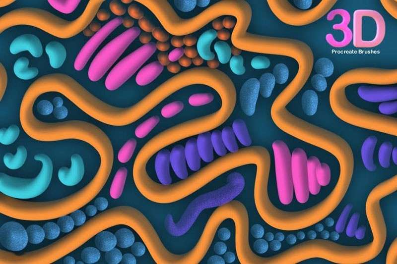 3D立体字效果Procreate笔刷 笔刷资源 sucaiwan.com