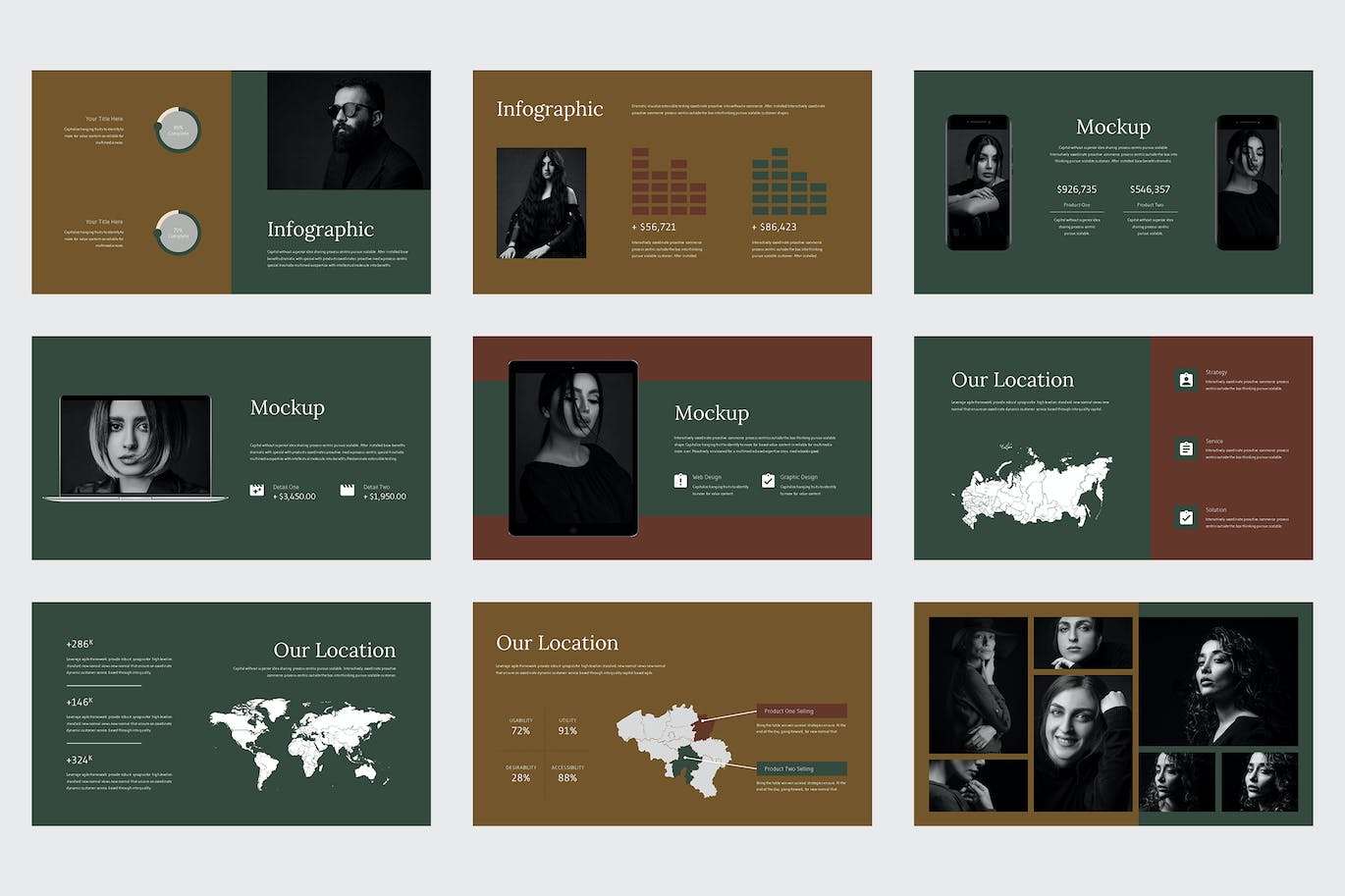 模特作品集PPT设计模板 Jovyna – Business Lookbook Powerpoint Template 幻灯图表 sucaiwan.com