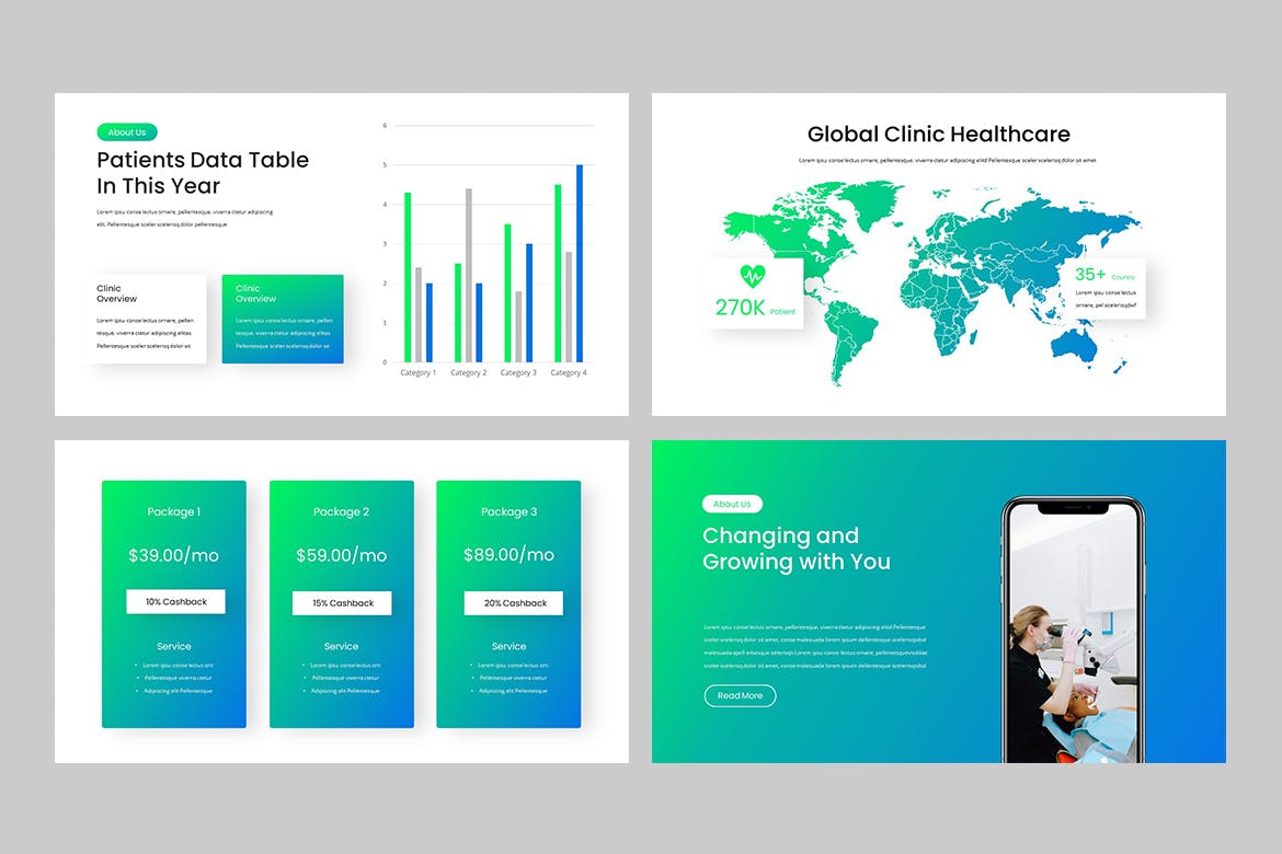 医院/医疗演示文稿PPT模板 PERSADA – Medical & Hospital Powerpoint 幻灯图表 sucaiwan.com