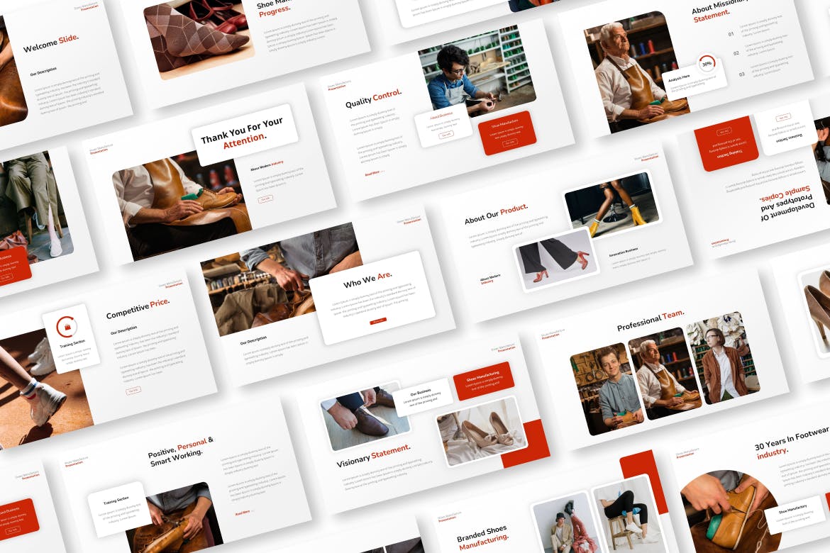 鞋类制造业PPT模板下载 Shoes Manufacturing Powerpoint Template 幻灯图表 sucaiwan.com