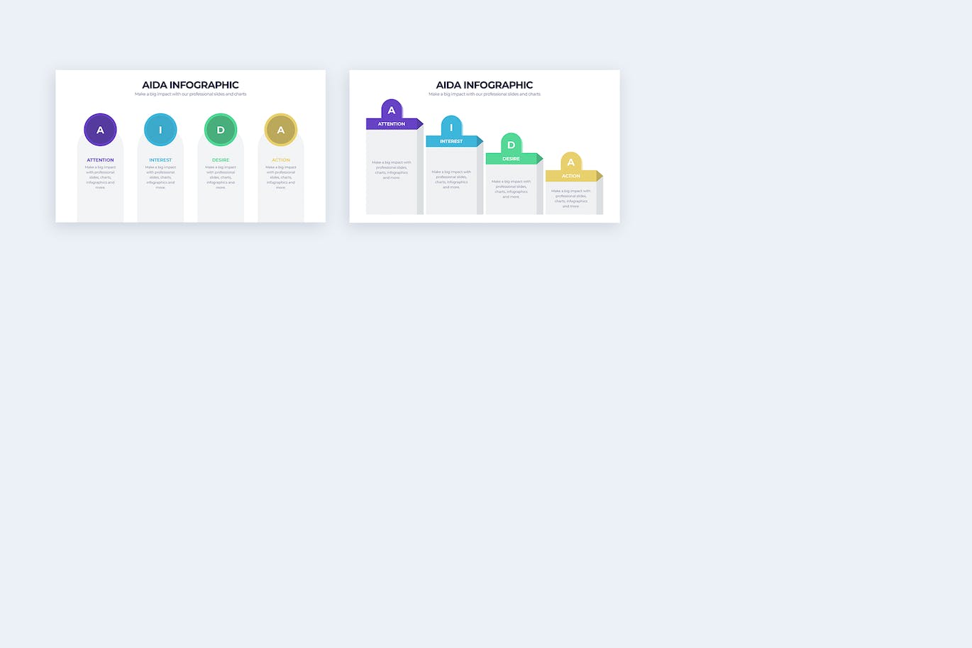 AlDA模型营销信息图表矢量模板 Business AlDA Model Illustrator Infographics 幻灯图表 sucaiwan.com