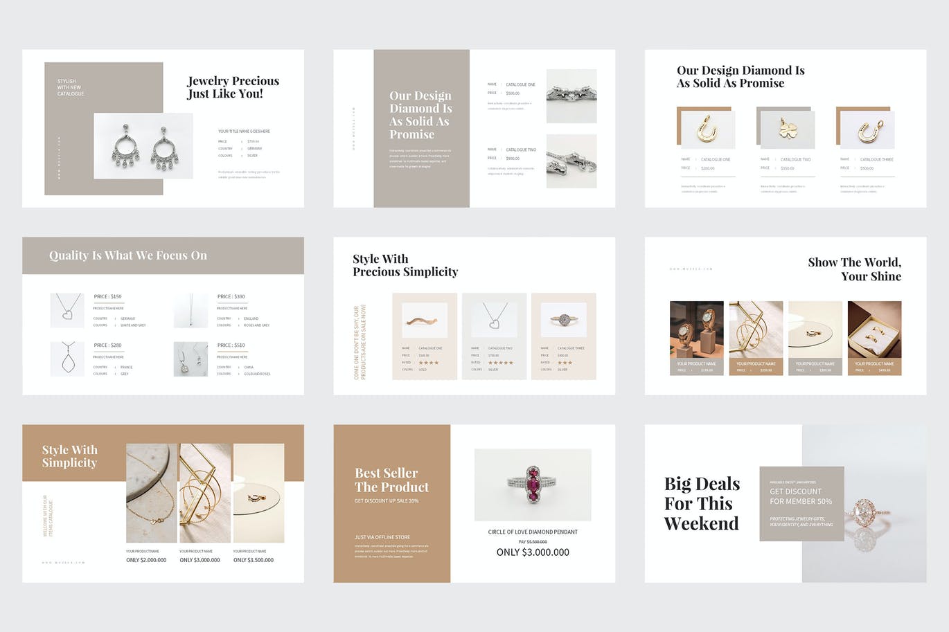 珠宝首饰品牌PowerPoint演示文稿模板 Mozela – Jewerly Catalogue Powerpoint Template 幻灯图表 第8张-素材湾丨精选海外优质设计素材资源 珠宝首饰品牌PowerPoint演示文稿模板 Mozela – Jewerly Catalogue Powerpoint Template 幻灯图表 sucaiwan.com